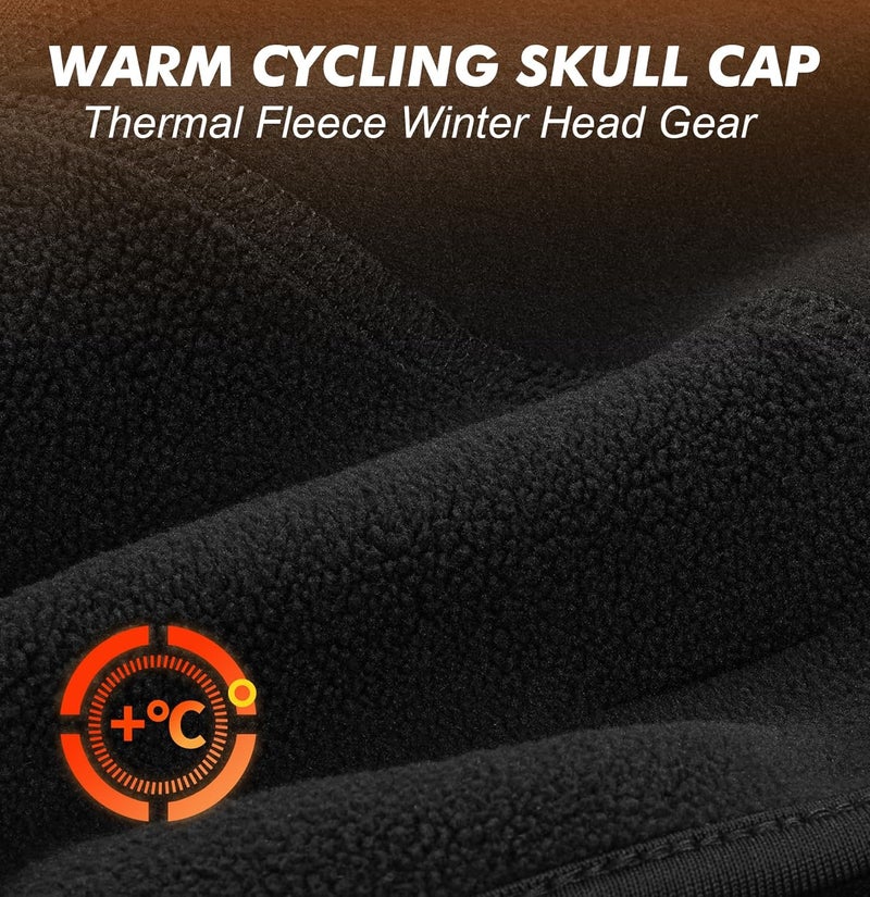 MELASA Thermal Fleece Skull Cap Beanie with Glasses Holes, Ear Warmer Helmet Liner, Winter Cycling Bike Hat for Men Women - Image 2